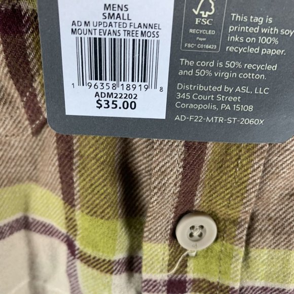 Alpine Design Flannel Shirt Men's Small Brown Plaid‎ Cotton Long Sleeve 7017 - Picture 4 of 8